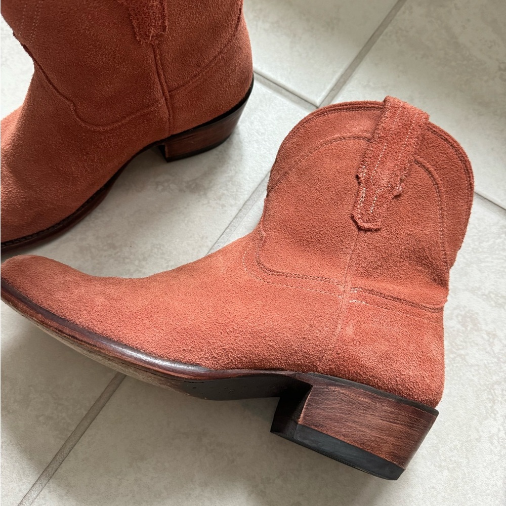 Tecovas The Lucy Cowgirl Water Resistant Suede Boots Women 8.5 in Desert Rose